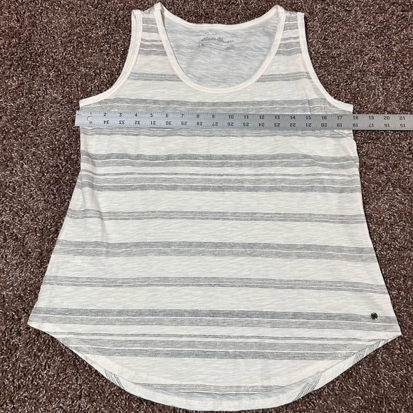 Eddie Bauer White and Gray Striped Sleeveless Tank Top - Picture 6 of 7